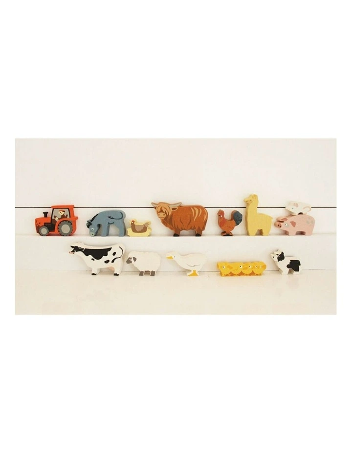 13pc Tender Leaf Toys 36cm Farmyard Animal Wood Toy Set w/Display Shelf Kids 3y  image 3