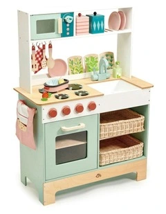 Tender Leaf Toys 67cm Mini Chef Kitchen Range Cooking Wood Toy Set Kids 3y 
