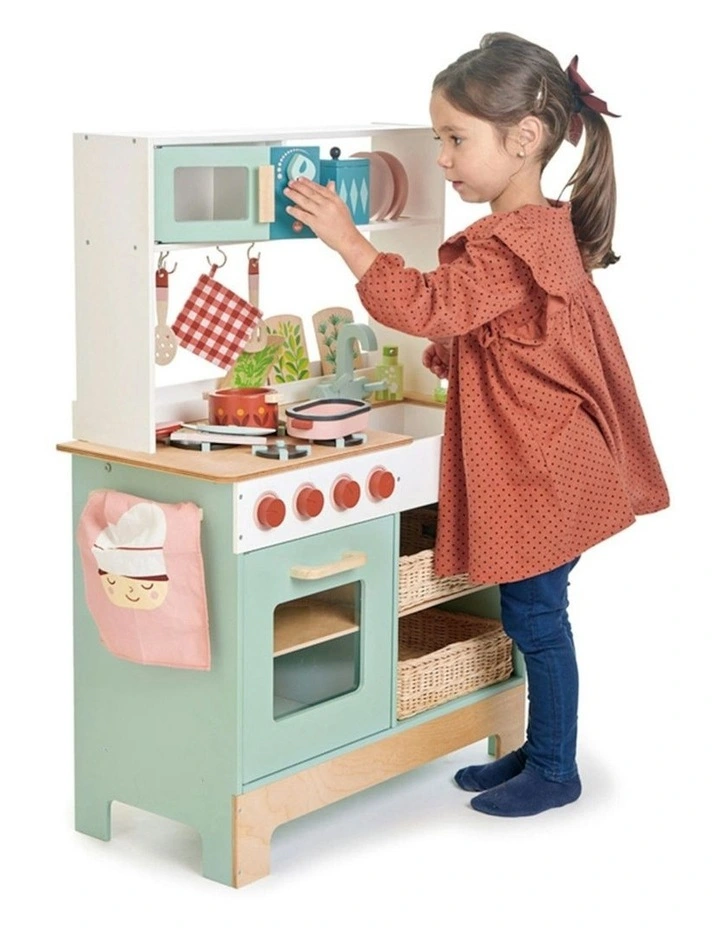 Tender Leaf Toys 67cm Mini Chef Kitchen Range Cooking Wood Toy Set Kids 3y image 2