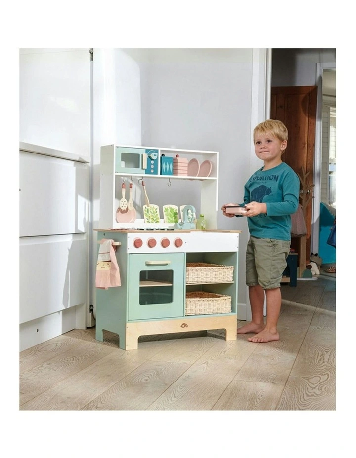 Tender Leaf Toys 67cm Mini Chef Kitchen Range Cooking Wood Toy Set Kids 3y image 4