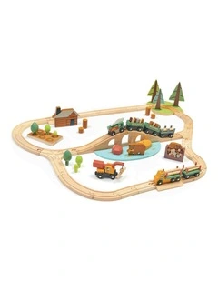 Tender Leaf Toys 52cm Wild Pines Train Wooden Toy Set Pretend Play Kids 3y