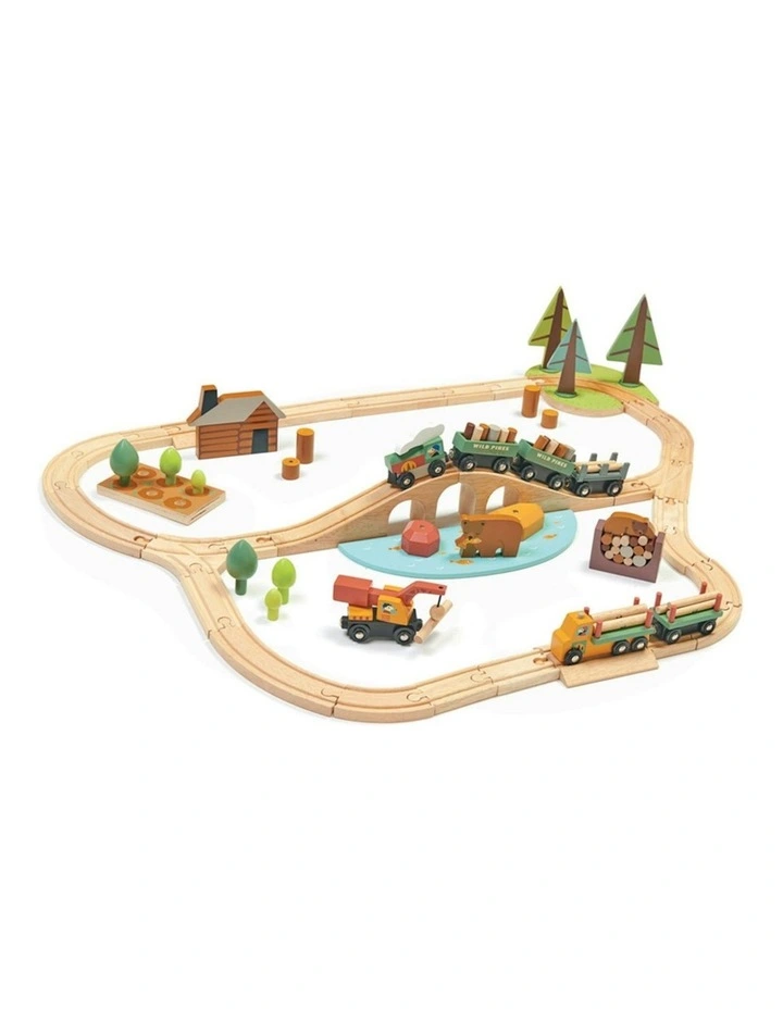 Tender Leaf Toys 52cm Wild Pines Train Wooden Toy Set Pretend Play Kids 3y  image 1