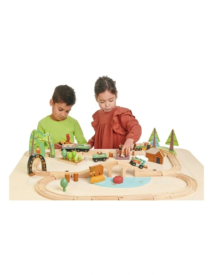 Tender Leaf Toys 52cm Wild Pines Train Wooden Toy Set Pretend Play Kids 3y  image 3