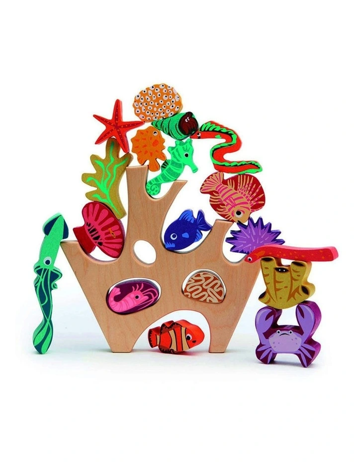 18pc Tender Leaf Toys 30cm Stacking Coral Reef Wooden Toy Set Kids/Toddler 18m  image 1