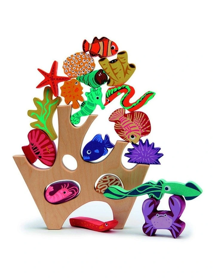 18pc Tender Leaf Toys 30cm Stacking Coral Reef Wooden Toy Set Kids/Toddler 18m  image 2