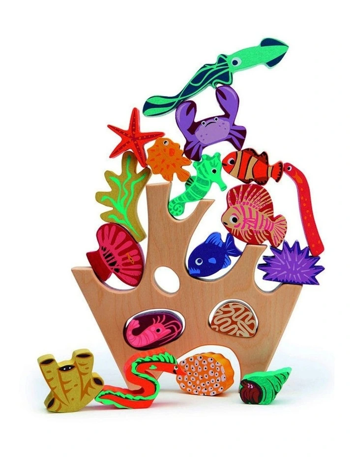 18pc Tender Leaf Toys 30cm Stacking Coral Reef Wooden Toy Set Kids/Toddler 18m  image 3