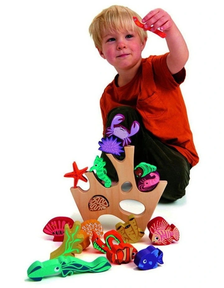 18pc Tender Leaf Toys 30cm Stacking Coral Reef Wooden Toy Set Kids/Toddler 18m  image 4