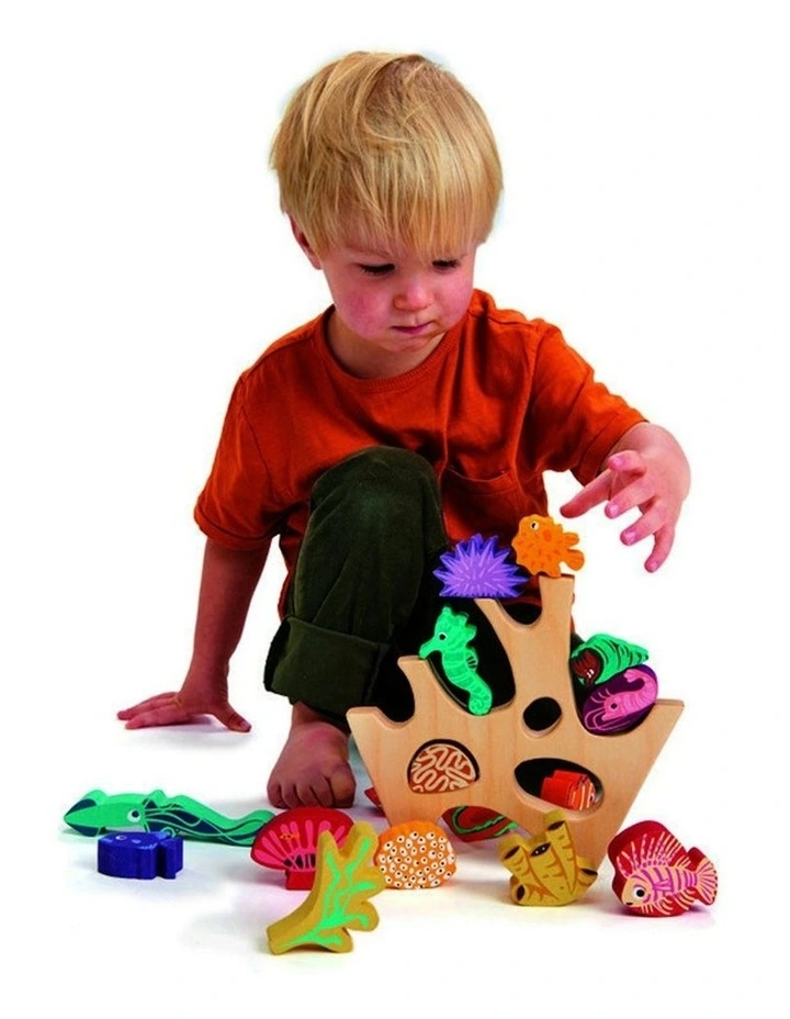 18pc Tender Leaf Toys 30cm Stacking Coral Reef Wooden Toy Set Kids/Toddler 18m  image 5