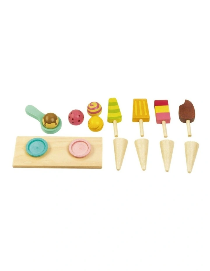 Tender Leaf Toys 37.5cm Push Along Ice Cream Cart Wood Toy Role-Play Set Kids 3  image 2