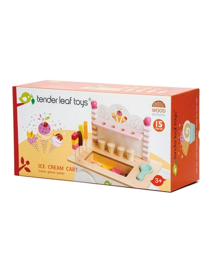 Tender Leaf Toys 37.5cm Push Along Ice Cream Cart Wood Toy Role-Play Set Kids 3  image 5