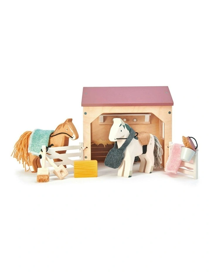 Tender Leaf Toys 19cm The Stables Animal Wooden Toy Pretend Play Set Kids 3y image 2