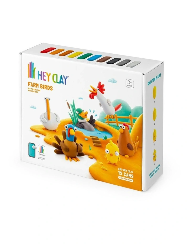 17pc Hey Clay Farm Birds Childrens Creative Art/Craft Modelling Clay Set 6-36m image 2