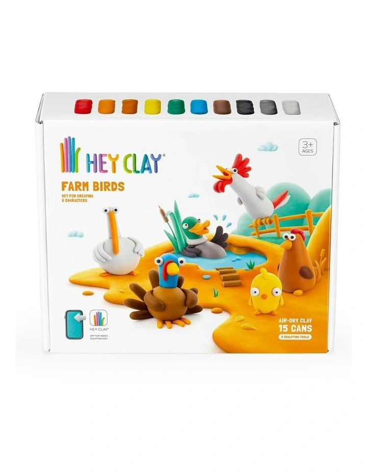 17pc Hey Clay Farm Birds Childrens Creative Art/Craft Modelling Clay Set 6-36m image 3