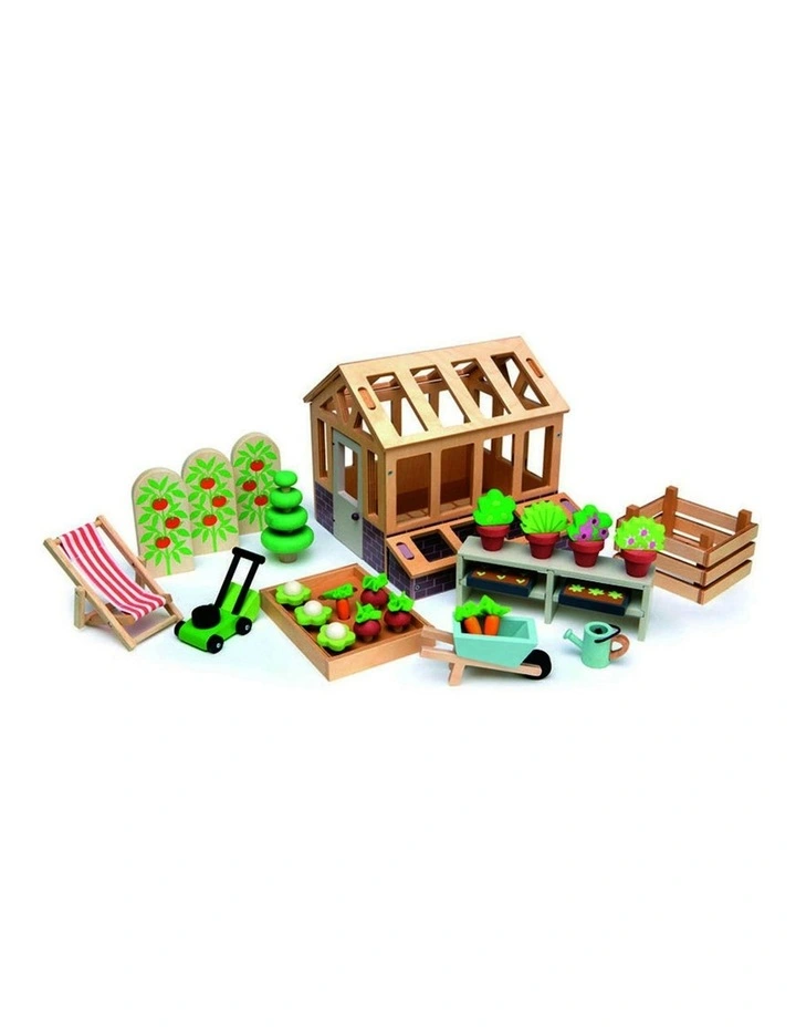 Tender Leaf Toys 48cm Greenhouse w/ Garden Wooden Toy Set Kids/Children 3y  image 1