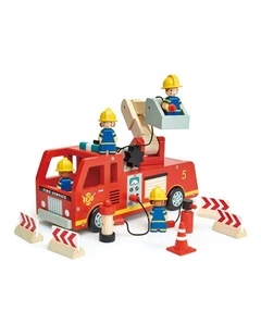 Tender Leaf Toys 28cm Fire Engine Truck Wooden Toy Play Set Kids/Children 3y