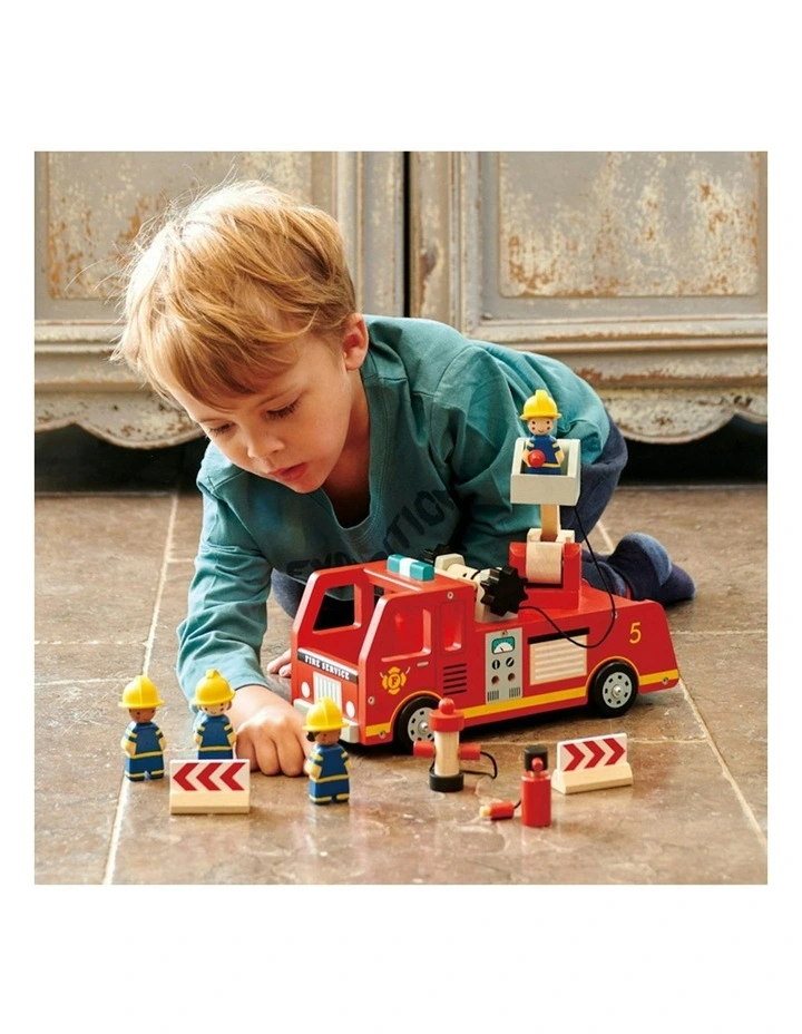 Tender Leaf Toys 28cm Fire Engine Truck Wooden Toy Play Set Kids/Children 3y  image 2