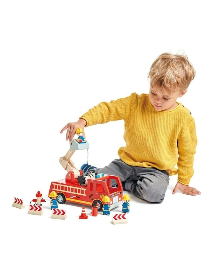 Tender Leaf Toys 28cm Fire Engine Truck Wooden Toy Play Set Kids/Children 3y  image 3
