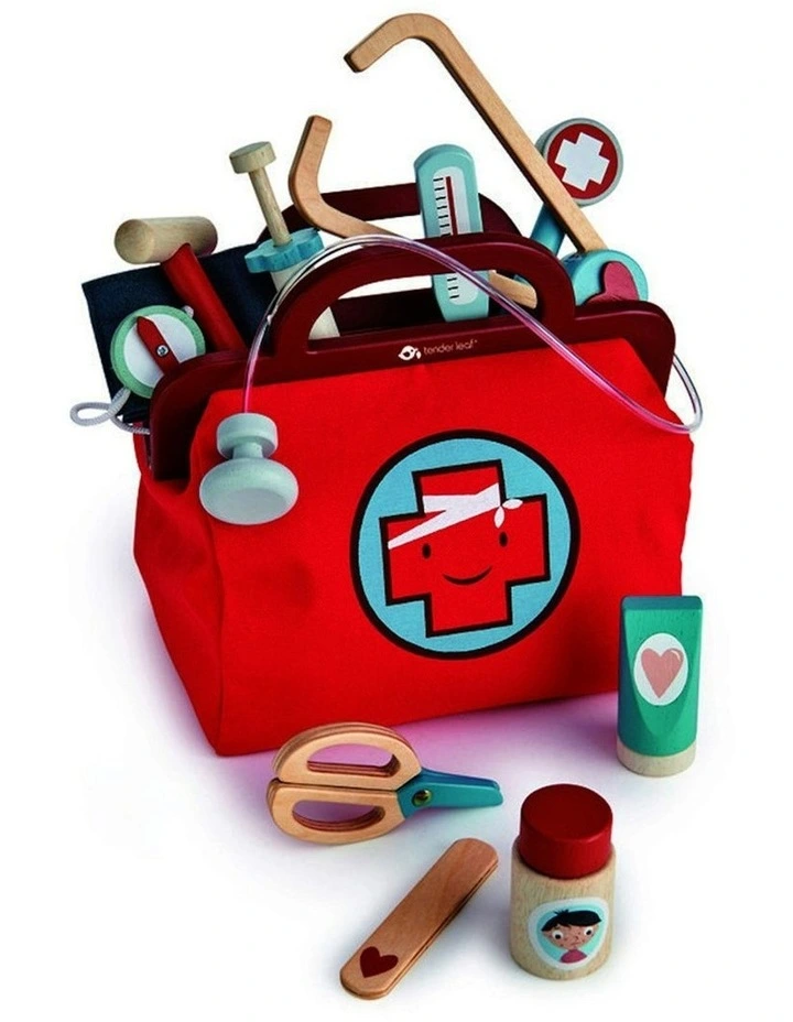 Tender Leaf Toys 24.5cm Doctor's Bag & Accessory Wood Toy Role-Play Set Kids 3 image 3