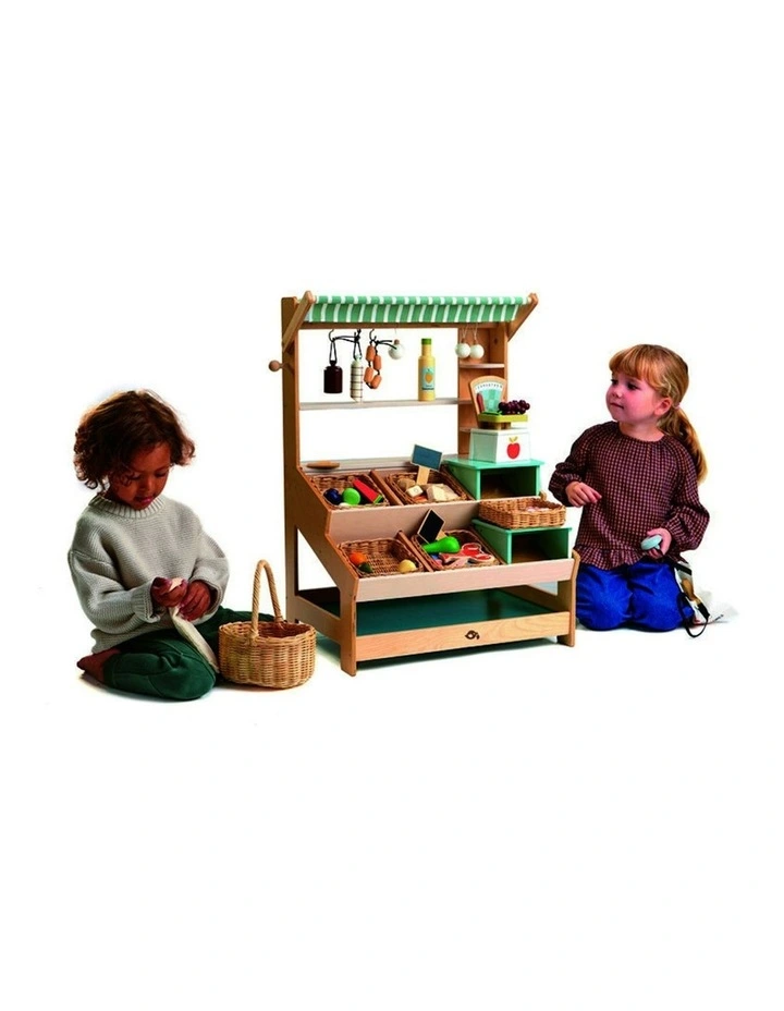 Tender Leaf Toys 57cm General Store Stand Wooden Toy Pretend Play Set Kids 3y image 2