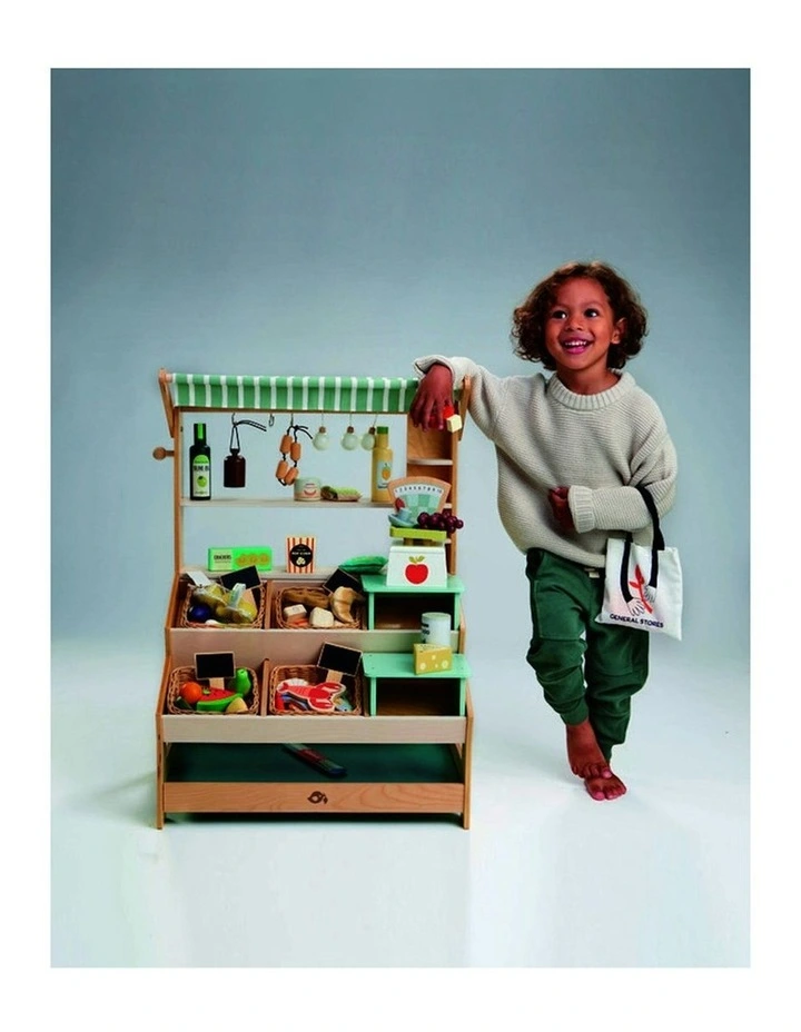 Tender Leaf Toys 57cm General Store Stand Wooden Toy Pretend Play Set Kids 3y image 3