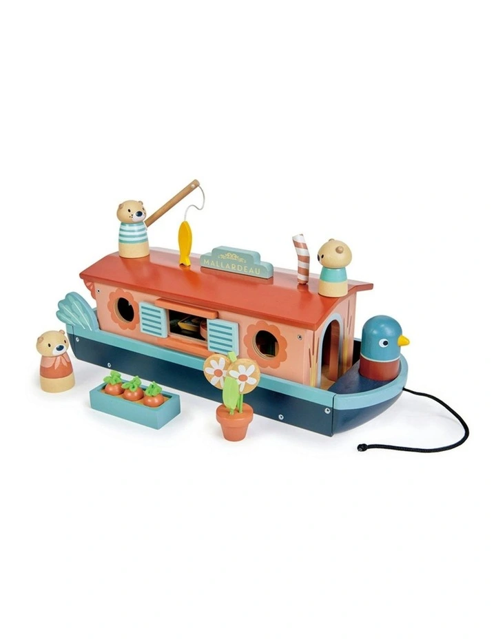 Tender Leaf Toys 38cm Little Otter Canal Boat Wooden Toy Set Kids/Children 3y image 1