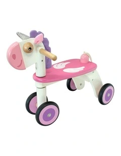 Im Toy 56cm Wood Style Rider Unicorn Kids/Children 4-Wheel Ride-On Play Toy 12m 