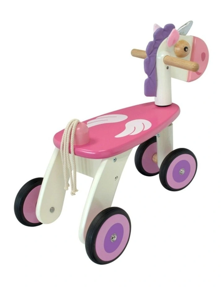 Im Toy 56cm Wood Style Rider Unicorn Kids/Children 4-Wheel Ride-On Play Toy 12m image 2