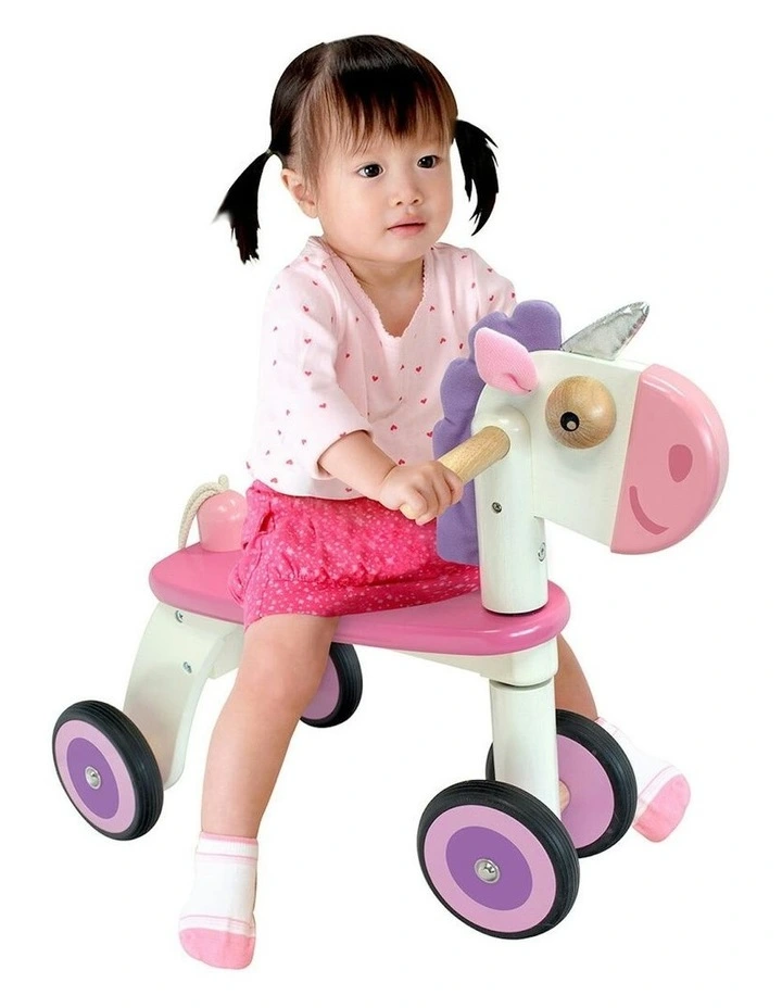 Im Toy 56cm Wood Style Rider Unicorn Kids/Children 4-Wheel Ride-On Play Toy 12m image 3