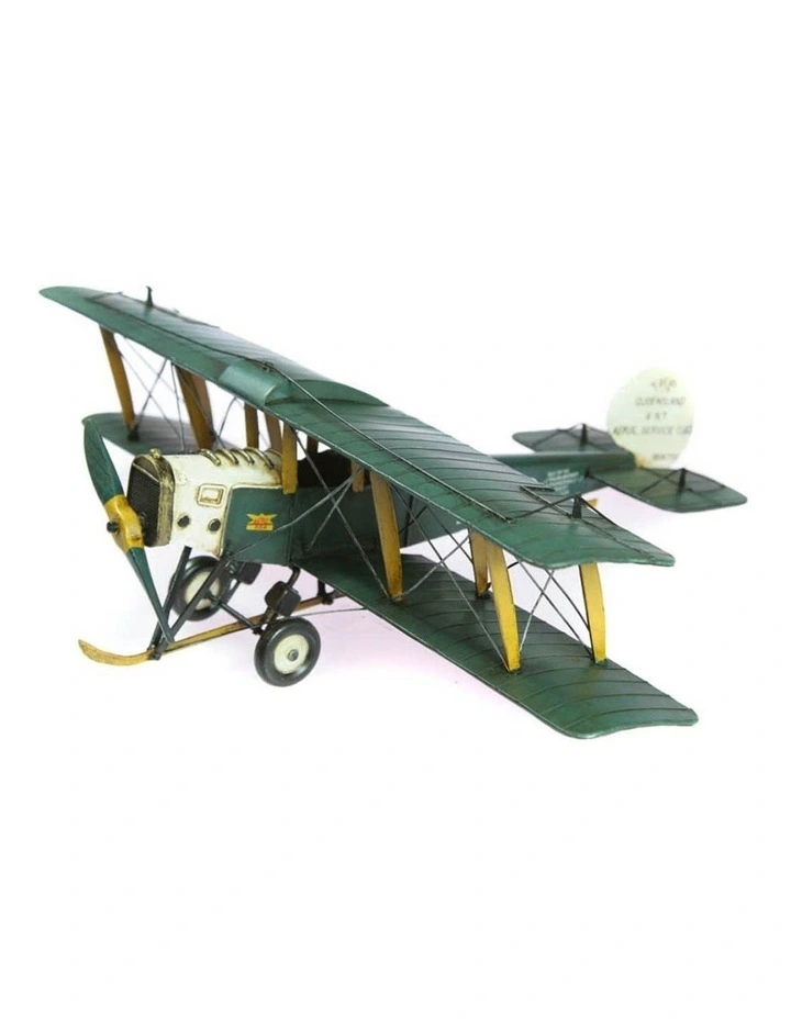 Boyle 50cm Ornament Queensland Avro 504 Plane Metal Home Standing Vintage Green image 3