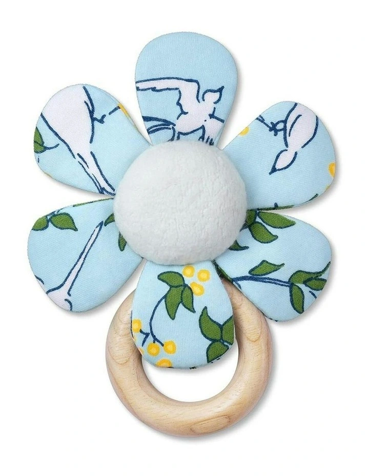 Apple Park Cotton 15cm Teething Rattle Enchanted Leaves Blue Baby/Infant Toy 0m image 1