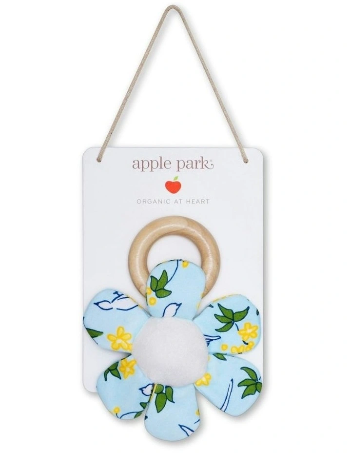 Apple Park Cotton 15cm Teething Rattle Enchanted Leaves Blue Baby/Infant Toy 0m image 2