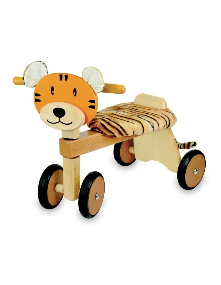 Im Toy 44cm Wood Paddie Rider Tiger Kids/Children 4-Wheel Ride-On Fun Toy 12m image 1