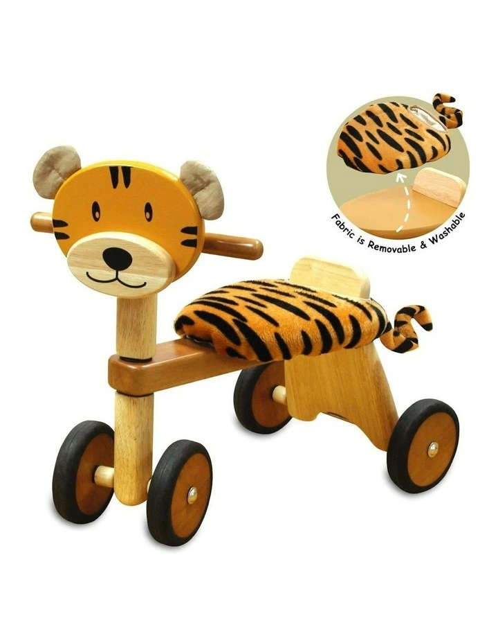 Im Toy 44cm Wood Paddie Rider Tiger Kids/Children 4-Wheel Ride-On Fun Toy 12m image 3