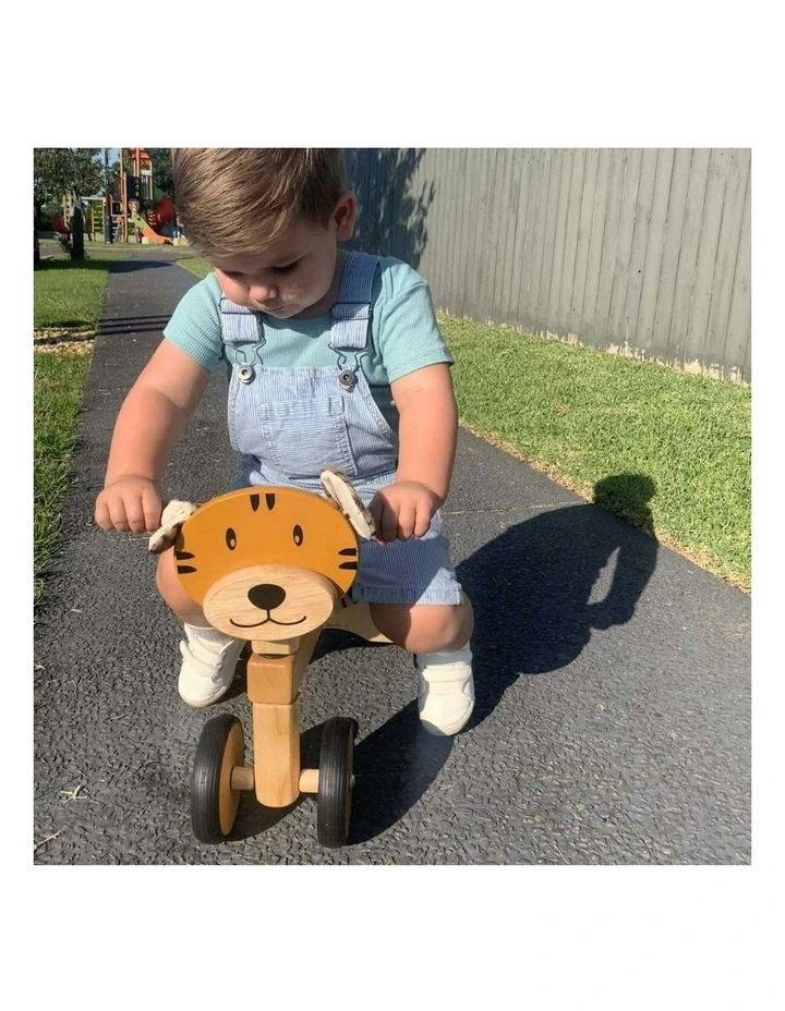 Im Toy 44cm Wood Paddie Rider Tiger Kids/Children 4-Wheel Ride-On Fun Toy 12m image 5