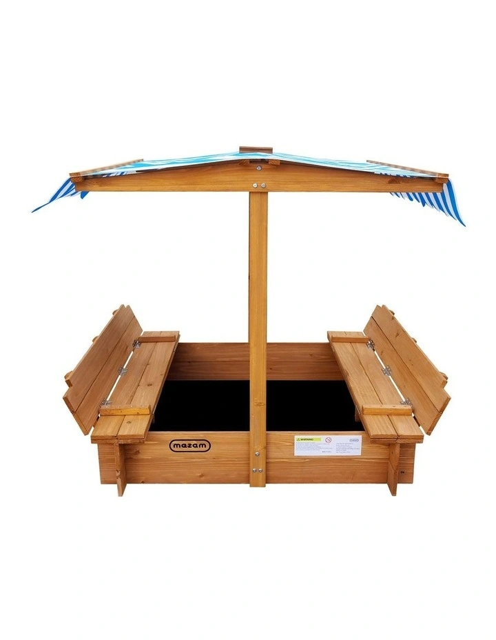 Mazam Kids Sandpit Outdoor Toys Wooden Sandbox Beach Play Box Children Canopy image 2