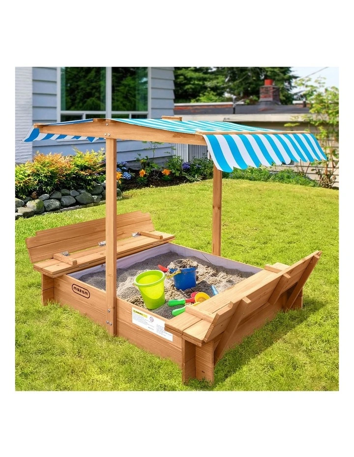 Mazam Kids Sandpit Outdoor Toys Wooden Sandbox Beach Play Box Children Canopy image 5