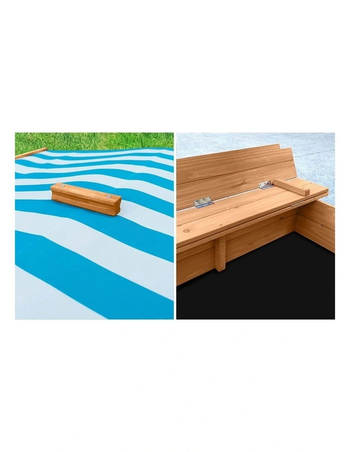 Mazam Kids Sandpit Outdoor Toys Wooden Sandbox Beach Play Box Children Canopy image 6