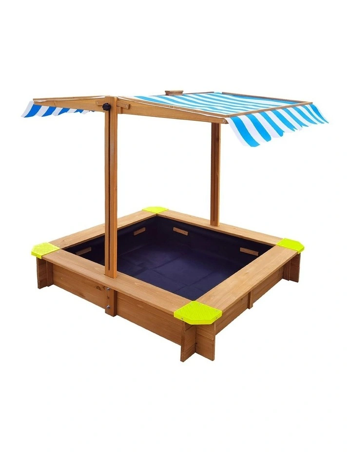 Mazam Kids Sandpit Outdoor Toys Wooden Sandbox Beach Play Box Children Canopy image 1