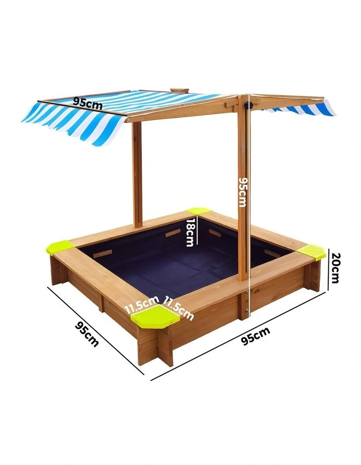 Mazam Kids Sandpit Outdoor Toys Wooden Sandbox Beach Play Box Children Canopy image 3