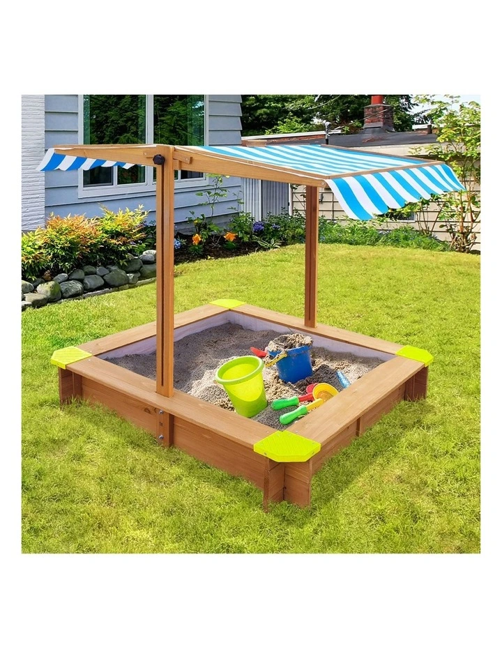 Mazam Kids Sandpit Outdoor Toys Wooden Sandbox Beach Play Box Children Canopy image 5