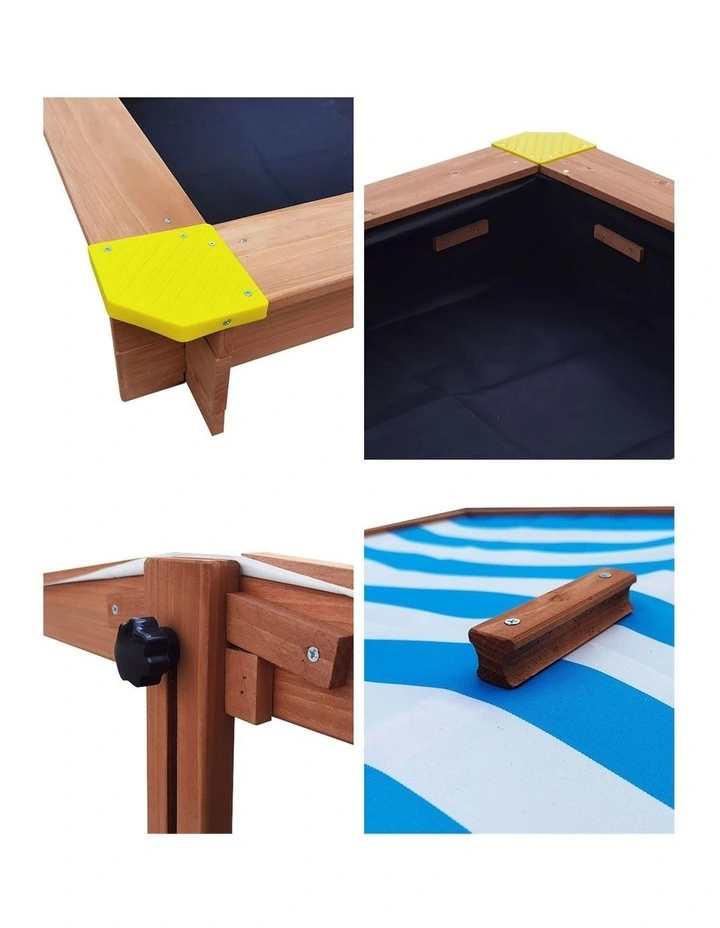 Mazam Kids Sandpit Outdoor Toys Wooden Sandbox Beach Play Box Children Canopy image 6