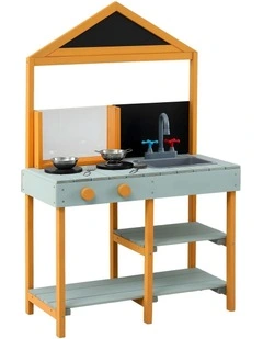 Keezi Kids Mud Kitchen Play Kitchen Toy Kitchen Set with Blackboard 110cm