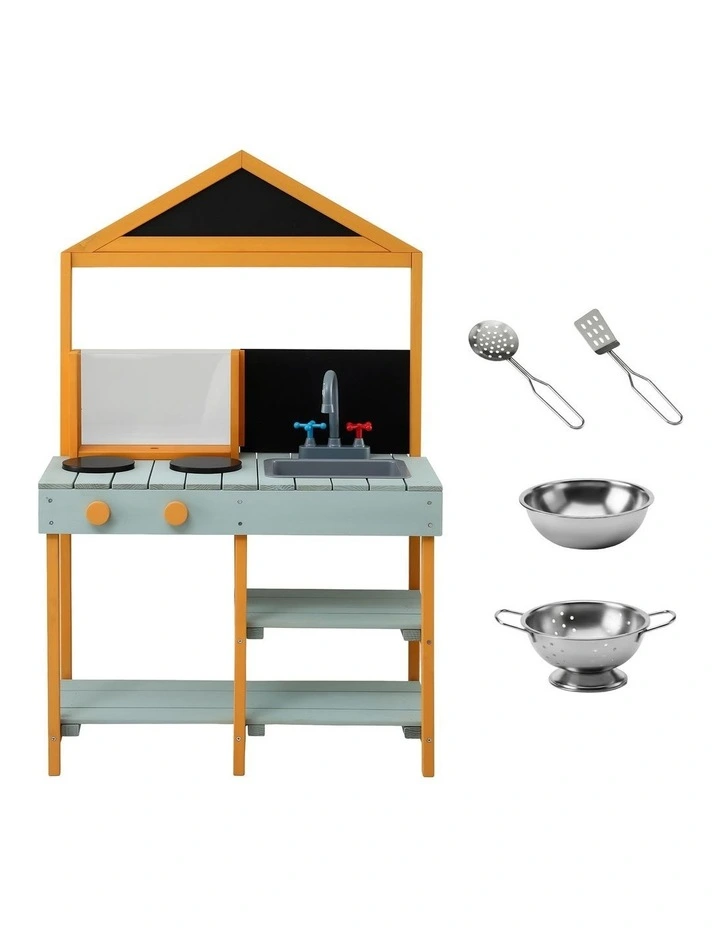 Keezi Kids Mud Kitchen Play Kitchen Toy Kitchen Set with Blackboard 110cm image 3