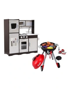 Keezi Kids Kitchen Playset BBQ Grill Toy with Wooden Pretend Play Set 80cm