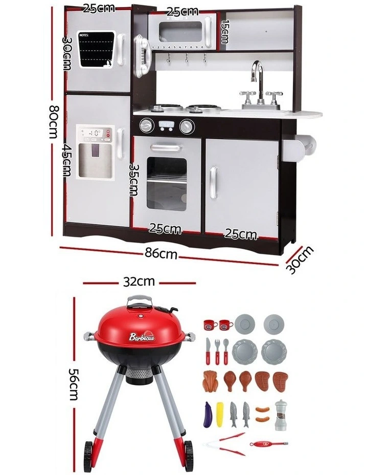 Keezi Kids Kitchen Playset BBQ Grill Toy with Wooden Pretend Play Set 80cm image 2