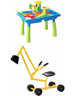 Keezi Ride On Digger with Sand and Water Table Sandpit Toys Set