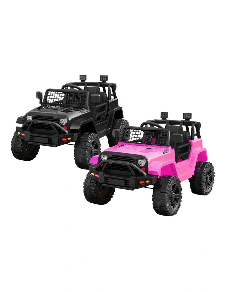 2x Rigo Electric Kids Ride On Car Black Pink Off-Road Ride-On Toy with Remote Control Horn Music image 1