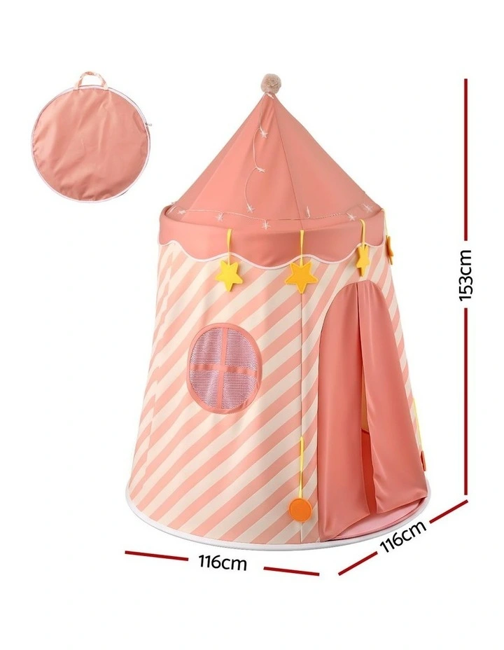 Keezi Kids Play Tent with Star Lights and Window Carry Bag 116cmx153cm Playhouse image 2