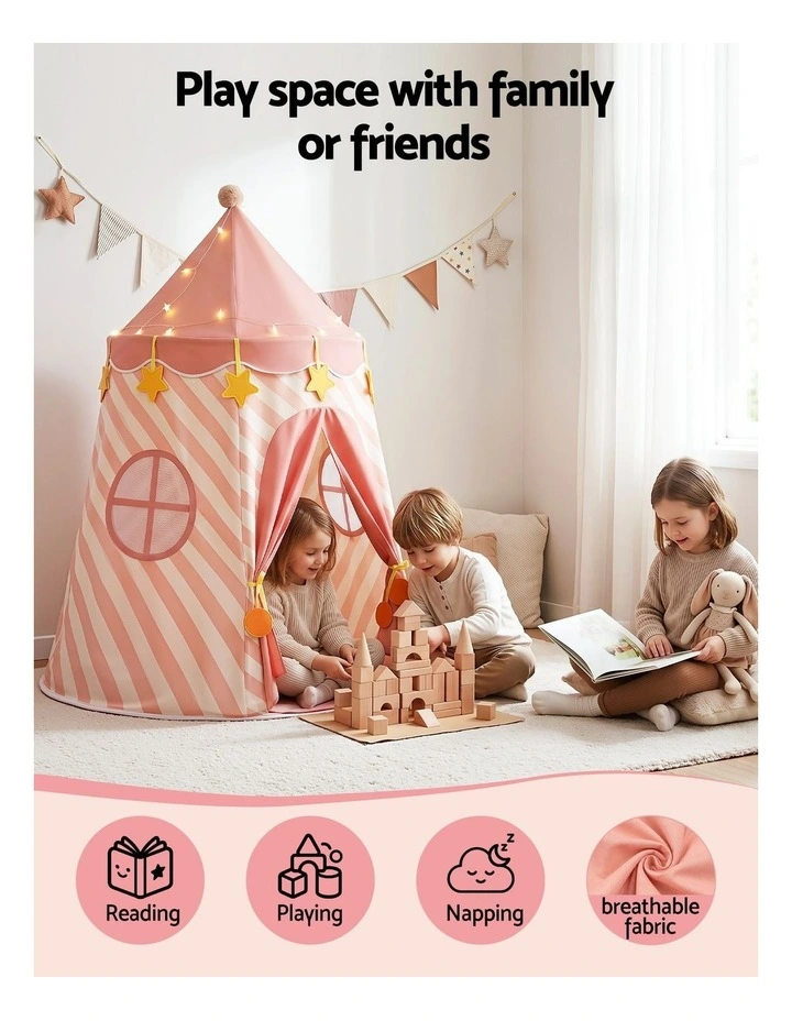 Keezi Kids Play Tent with Star Lights and Window Carry Bag 116cmx153cm Playhouse image 4
