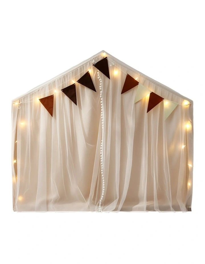 Keezi Kids Play Tent with Star Lights Windows Flag 144cmx95cm Playhouse image 3